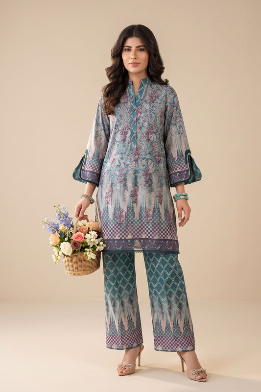 Multi Color 2 Piece Unstitched Dyed Embroidered Lawn