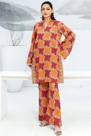 1 Piece Unstitched Brown Embroidered Lawn - (Vol-56/06)1P-S-24-D-3 - SAFANOOR