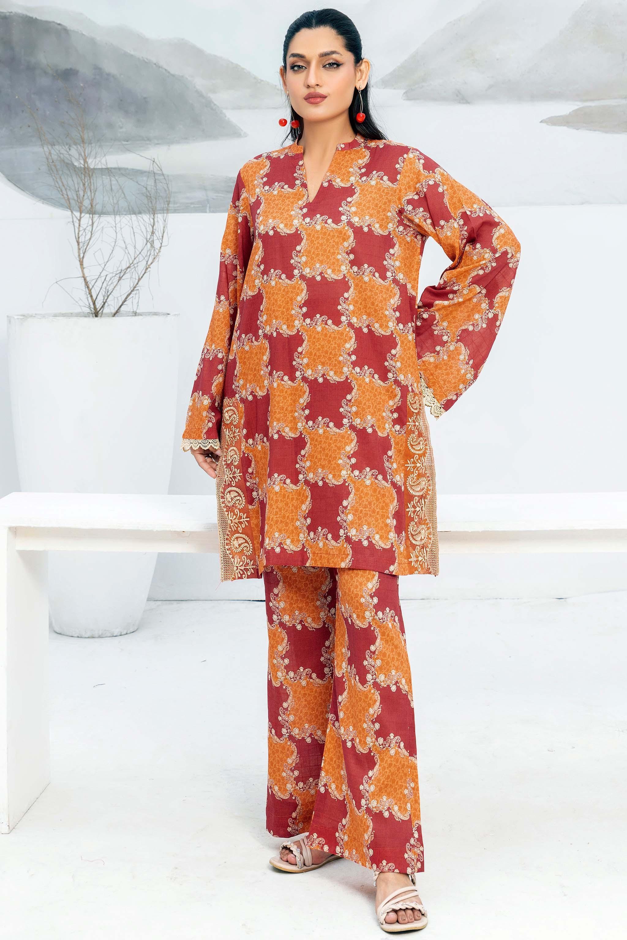 1 Piece Unstitched Brown Embroidered Lawn - (Vol-56/06)1P-S-24-D-3 - SAFANOOR