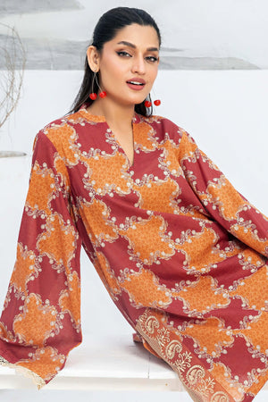 1 Piece Unstitched Brown Embroidered Lawn - (Vol-56/06)1P-S-24-D-3 - SAFANOOR