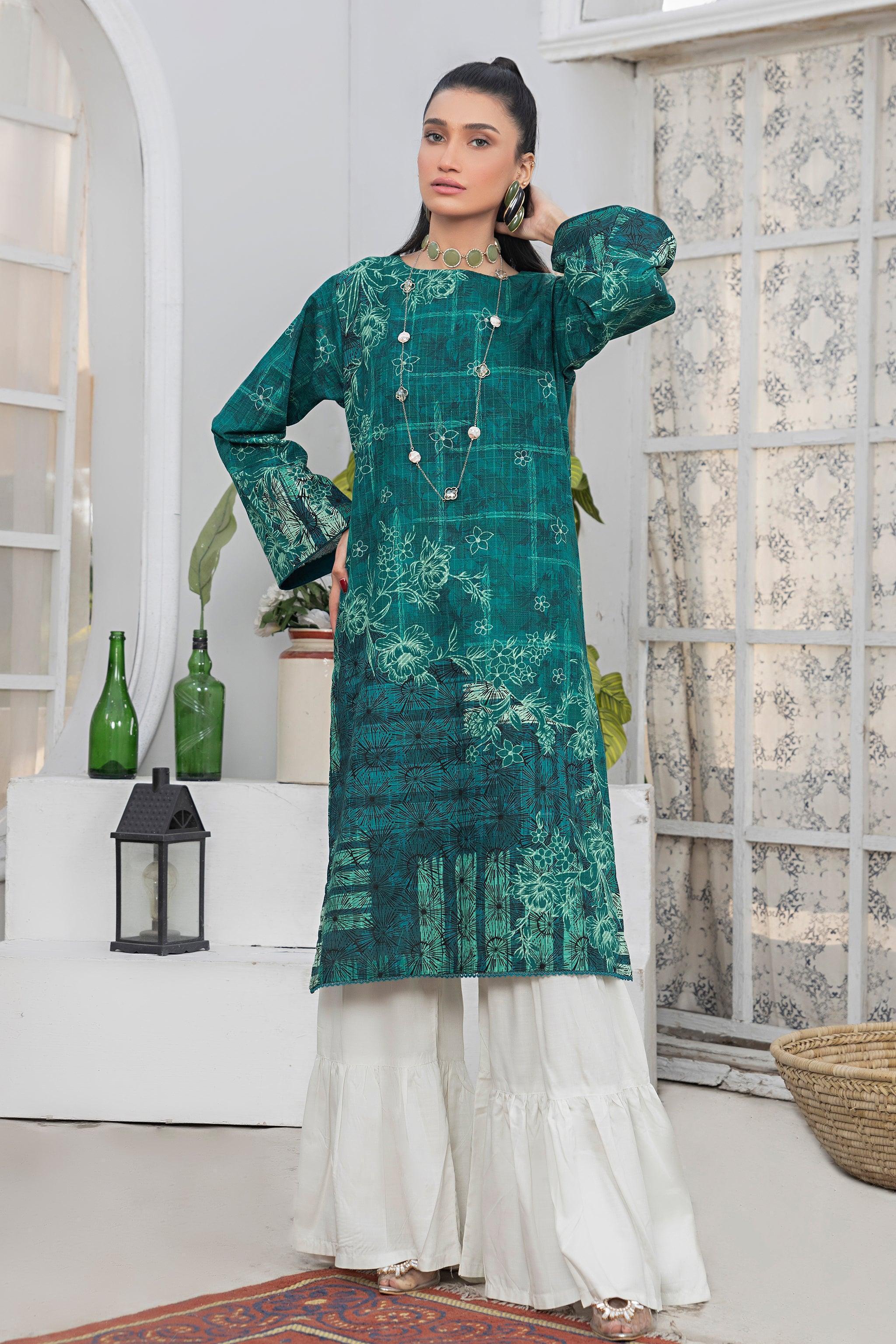 1 Piece Unstitched Doriya Khaddar Dark Green - SafaNoor