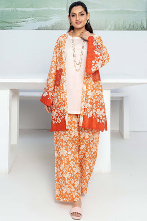 1 Piece Unstitched Orange Embroidered Lawn - (Vol-56/06)1P-S-24-D-5 - SAFANOOR