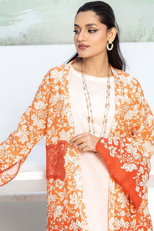 1 Piece Unstitched Orange Embroidered Lawn - (Vol-56/06)1P-S-24-D-5 - SAFANOOR