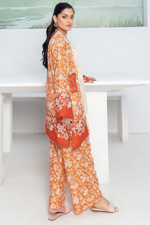 1 Piece Unstitched Orange Embroidered Lawn - (Vol-56/06)1P-S-24-D-5 - SAFANOOR