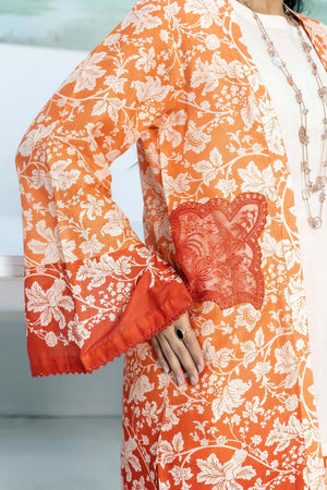 1 Piece Unstitched Orange Embroidered Lawn - (Vol-56/06)1P-S-24-D-5 - SAFANOOR