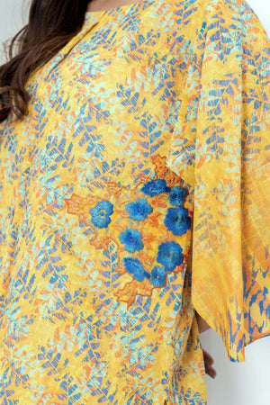 1 Piece Unstitched Yellow Embroidered Lawn - (Vol-56/06)1P-S-24-D-16 - SAFANOOR