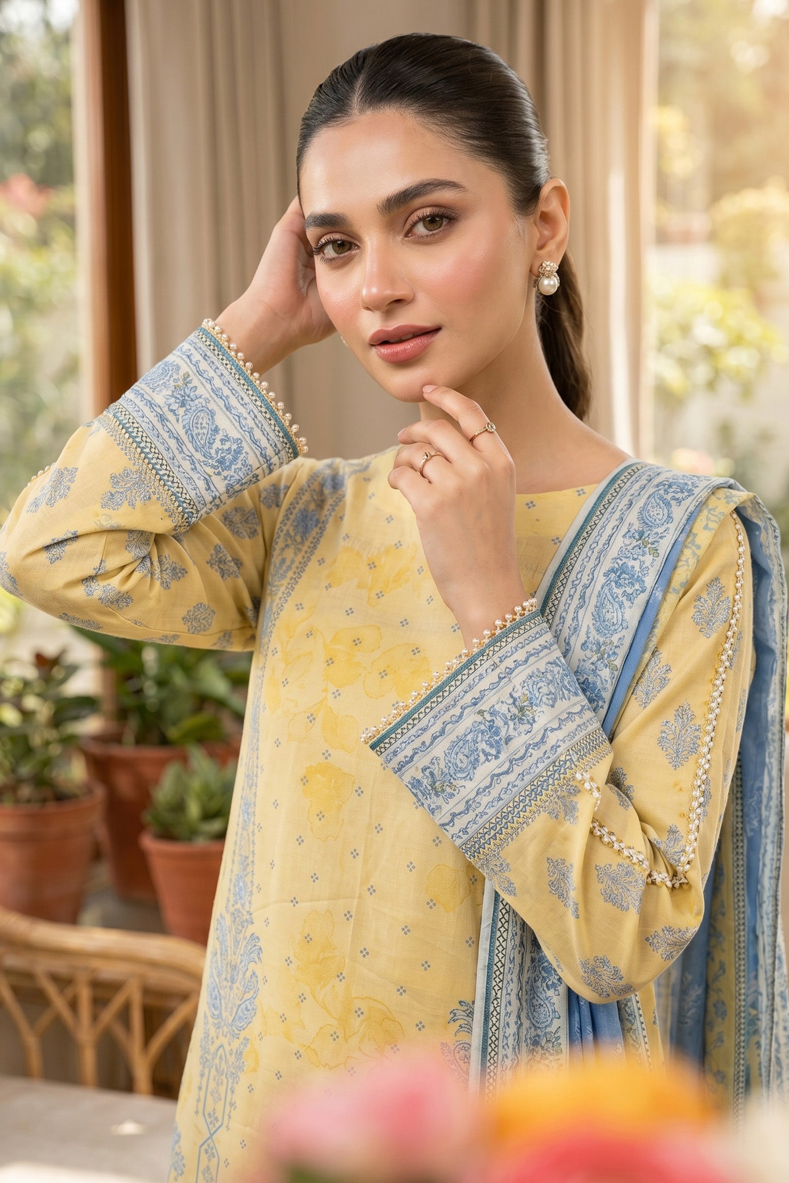 Pastel Yellow 3 Piece Unstitched Premium Printed Lawn
