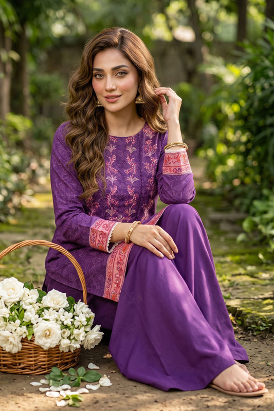 Unstitched 2 Piece Twill Marina Suit - Dark Purple