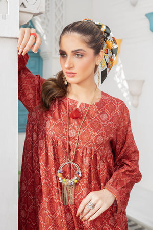 2 piece unstitched Faded Red Twill Marina Suit - safa noor marina collection