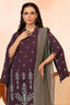 3 Piece Unstitched Wine Premium Emb Jacquard Lawn
