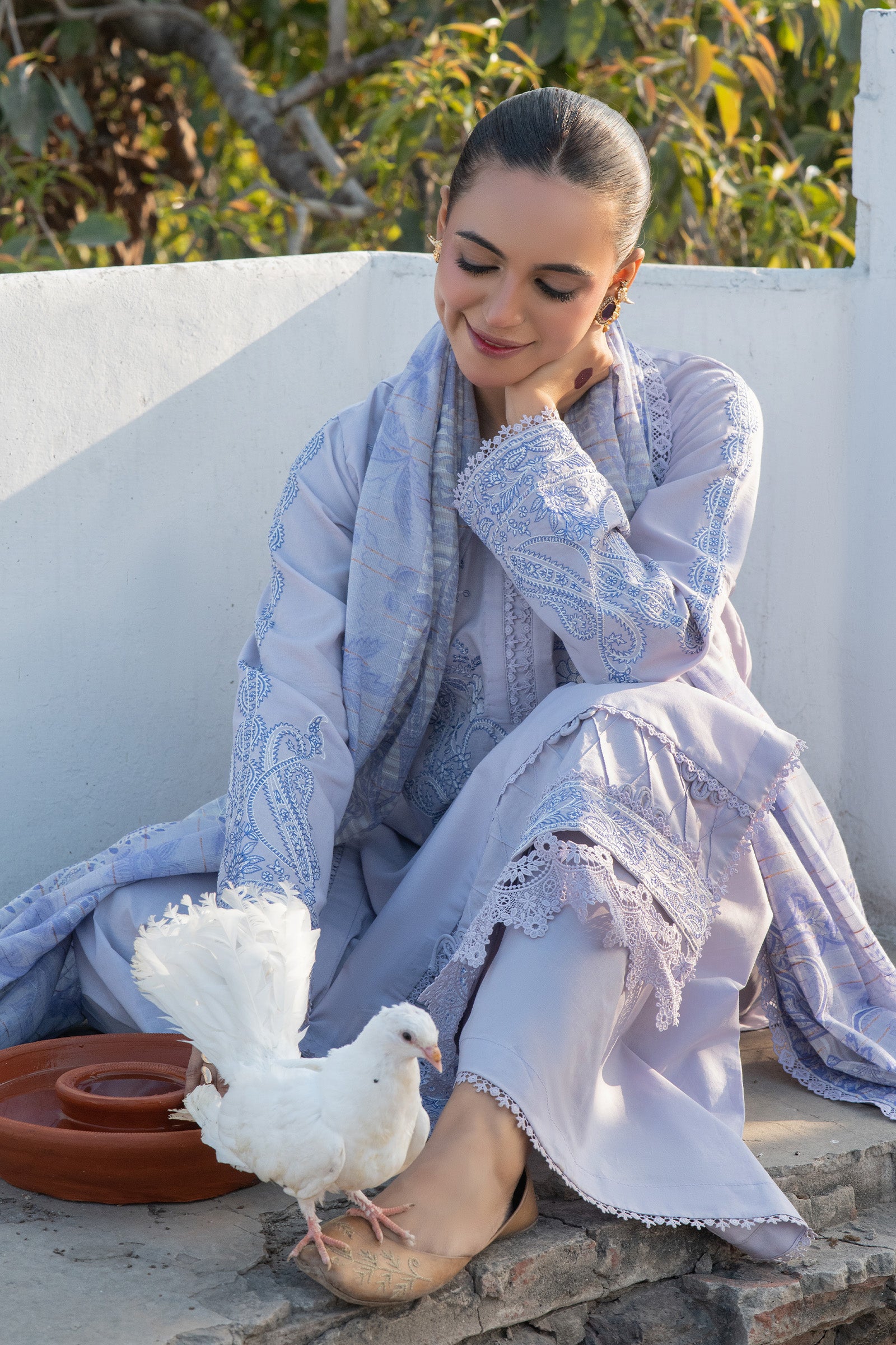 3 Piece Unstitched Lavender Gray Premium Emb Lawn