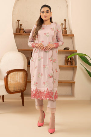2 Piece Pink Unstitched Embroidered Lawn - SafaNoor
