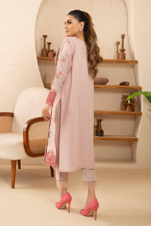 2 Piece Pink Unstitched Embroidered Lawn - SafaNoor