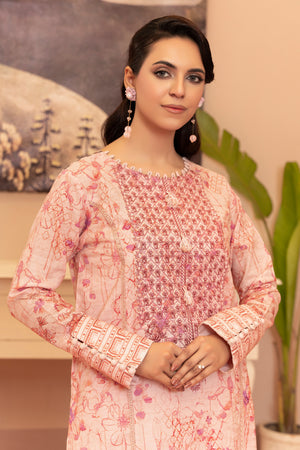 2 Piece Baby Pink Unstitched Embroidered Lawn - (Vol-37/06)2P-S-25-D6 - SAFANOOR