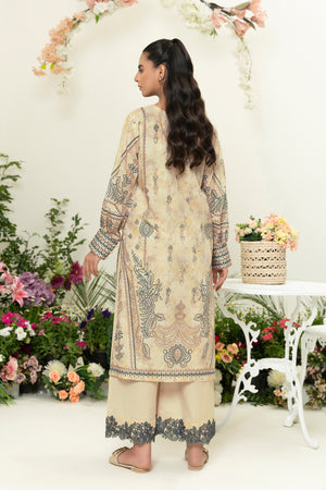 2 Piece Beige Unstitched Embroidered Lawn - (Vol-39/14)2P-S-25-D12 - SAFANOOR