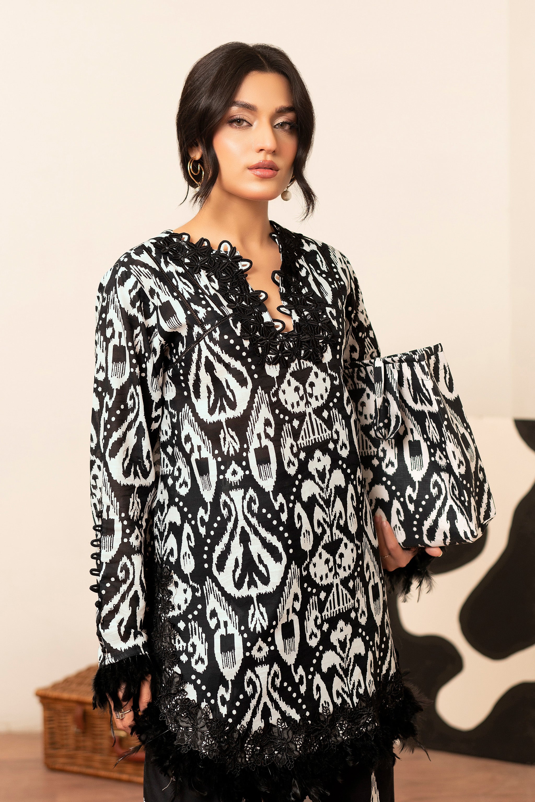 2 Piece Black Unstitched Self Jacquard Lawn - (Vol-38/04)2P-S-25-D7 - SAFANOOR
