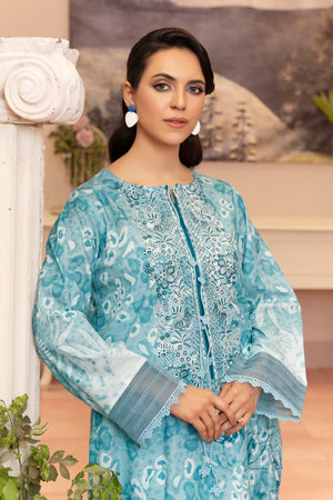 2 Piece Blue Unstitched Embroidered Lawn - (Vol-37/06)2P-S-25-D11 - SAFANOOR