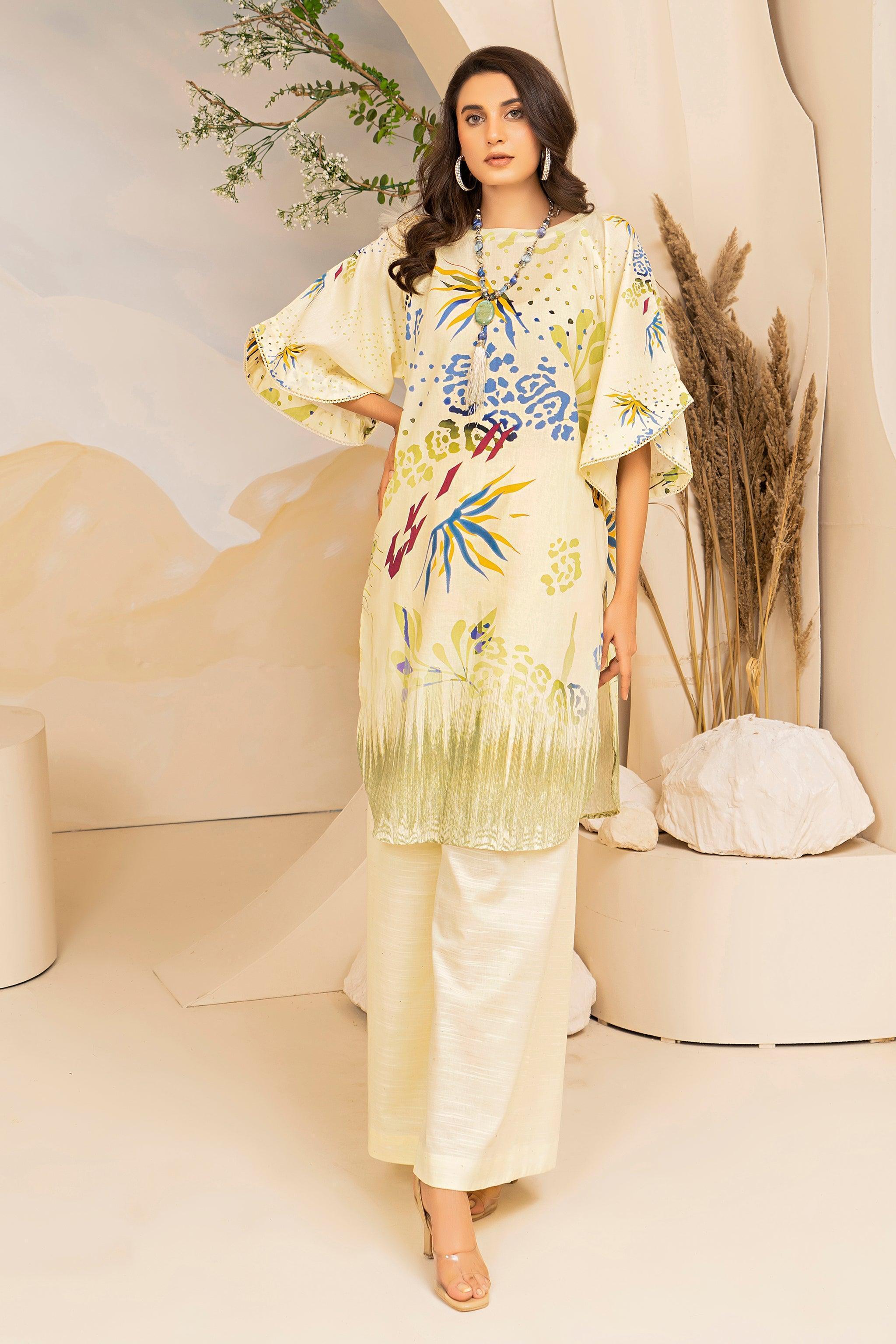 2 Piece Cream Embroidered Cotton Unstitched - SafaNoor