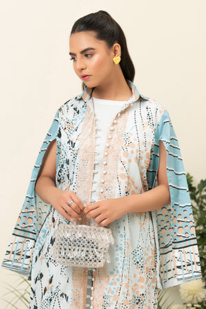 2 Piece Cyan Unstitched Embroidered Lawn - (Vol-39/14)2P-S-25-D10 - SAFANOOR