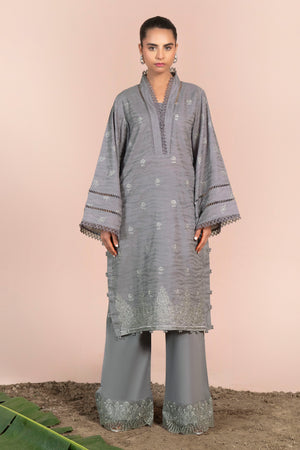 2 Piece Gray Unstitched Embroidered Lawn - (Vol-40/04)2P-S-25-D-8 - SAFANOOR