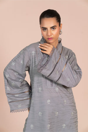 2 Piece Gray Unstitched Embroidered Lawn - (Vol-40/04)2P-S-25-D-8 - SAFANOOR