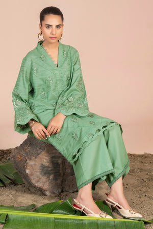 2 Piece Green Unstitched Embroidered Lawn - (Vol-40/04)2P-S-25-D-2 - SAFANOOR