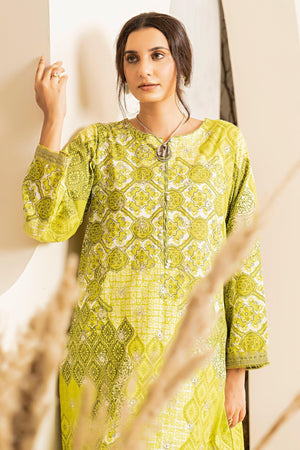 2 Piece Olive Embroidered Cotton Unstitched - SafaNoor