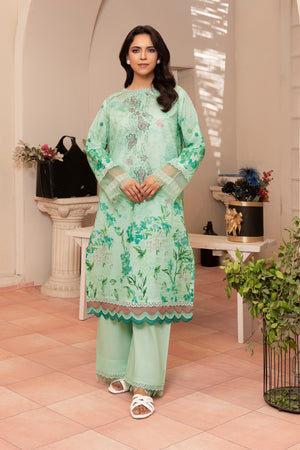 2 Piece Mint Green Unstitched Embroidered Lawn - (Vol-37/06)2P-S-25-D5 - SAFANOOR