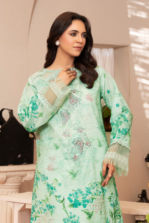 2 Piece Mint Green Unstitched Embroidered Lawn - (Vol-37/06)2P-S-25-D5 - SAFANOOR