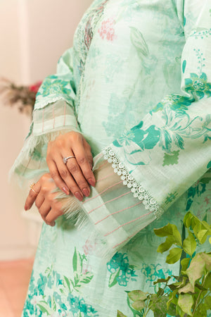 2 Piece Mint Green Unstitched Embroidered Lawn - (Vol-37/06)2P-S-25-D5 - SAFANOOR