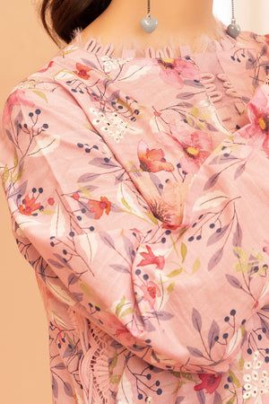 2 Piece Rose Pink Unstitched Embroidered Lawn - (Vol-37/06)2P-S-25-D8 - SAFANOOR