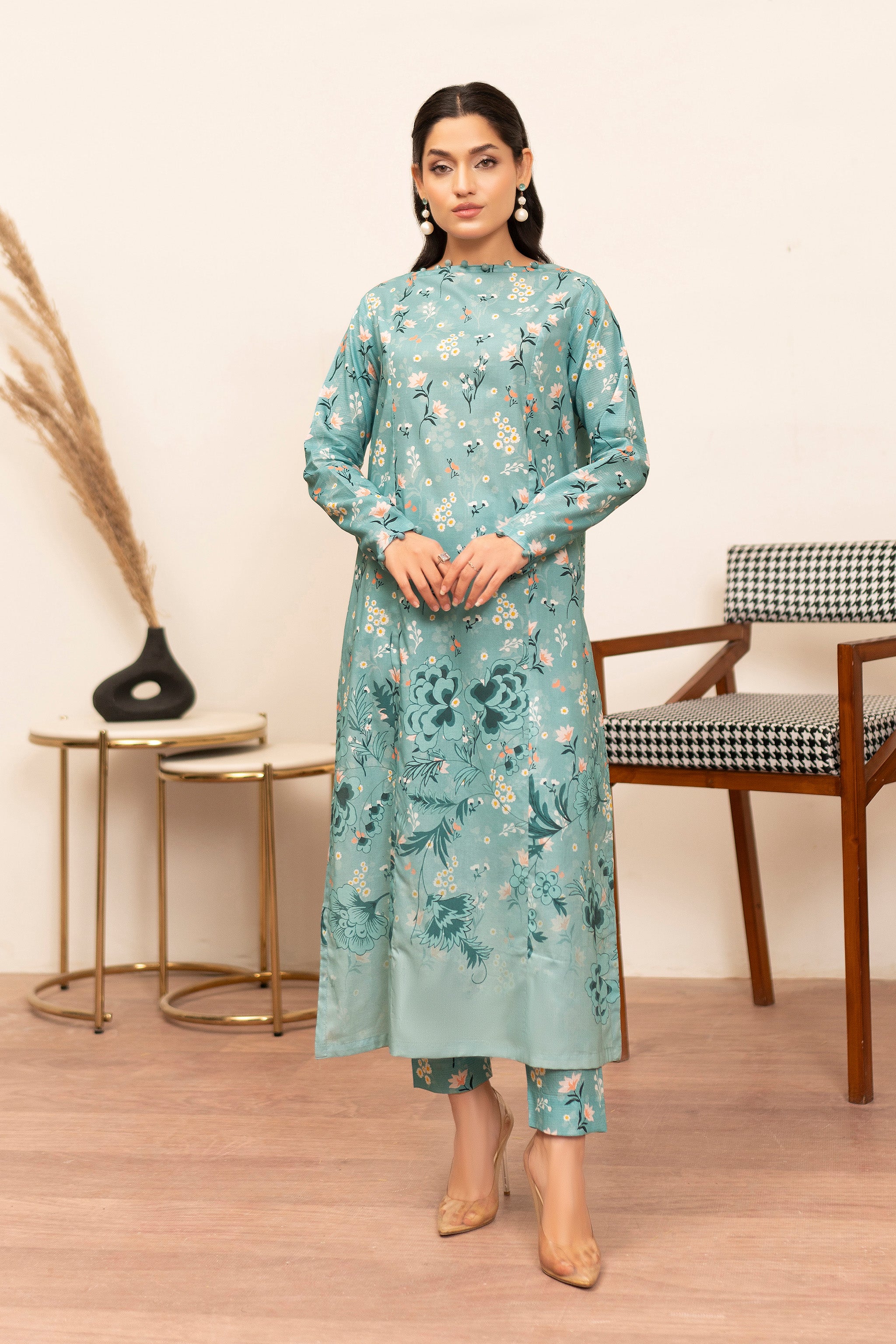 2 Piece Teal Unstitched Self Jacquard Lawn - (Vol-38/04)2P-S-25-D10 - SAFANOOR