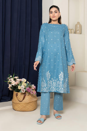 2 Piece Unstitched Blue Embroidered Lawn - (Vol-36/03)2P-S-25-D2 - SAFANOOR