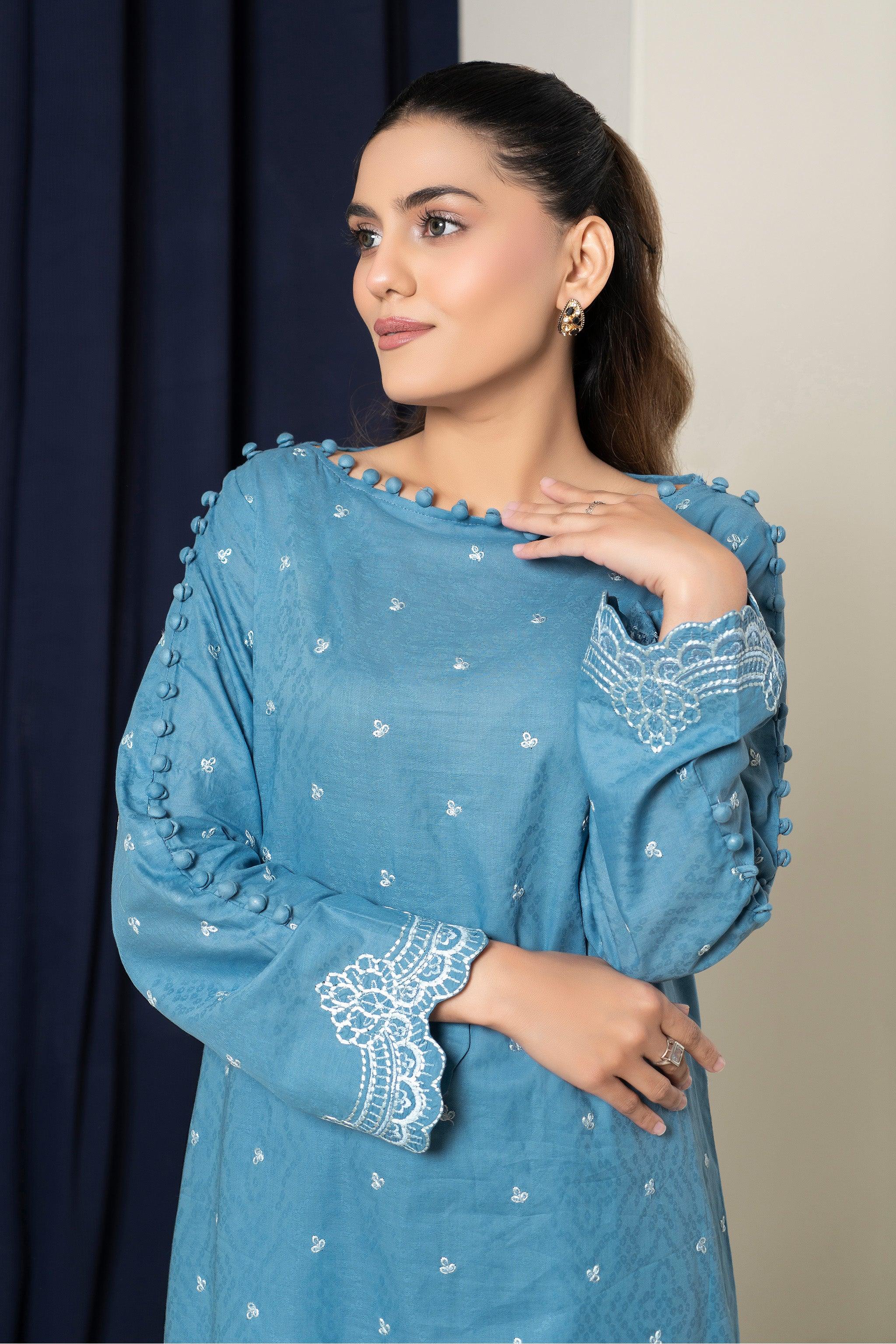 2 Piece Unstitched Blue Embroidered Lawn - (Vol-36/03)2P-S-25-D2 - SAFANOOR