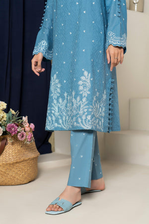 2 Piece Unstitched Blue Embroidered Lawn - (Vol-36/03)2P-S-25-D2 - SAFANOOR
