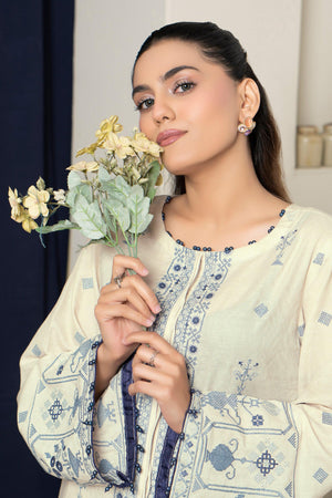 2 Piece Unstitched Cream Embroidered Lawn - (Vol-36/03)2P-S-25-D12 - SAFANOOR