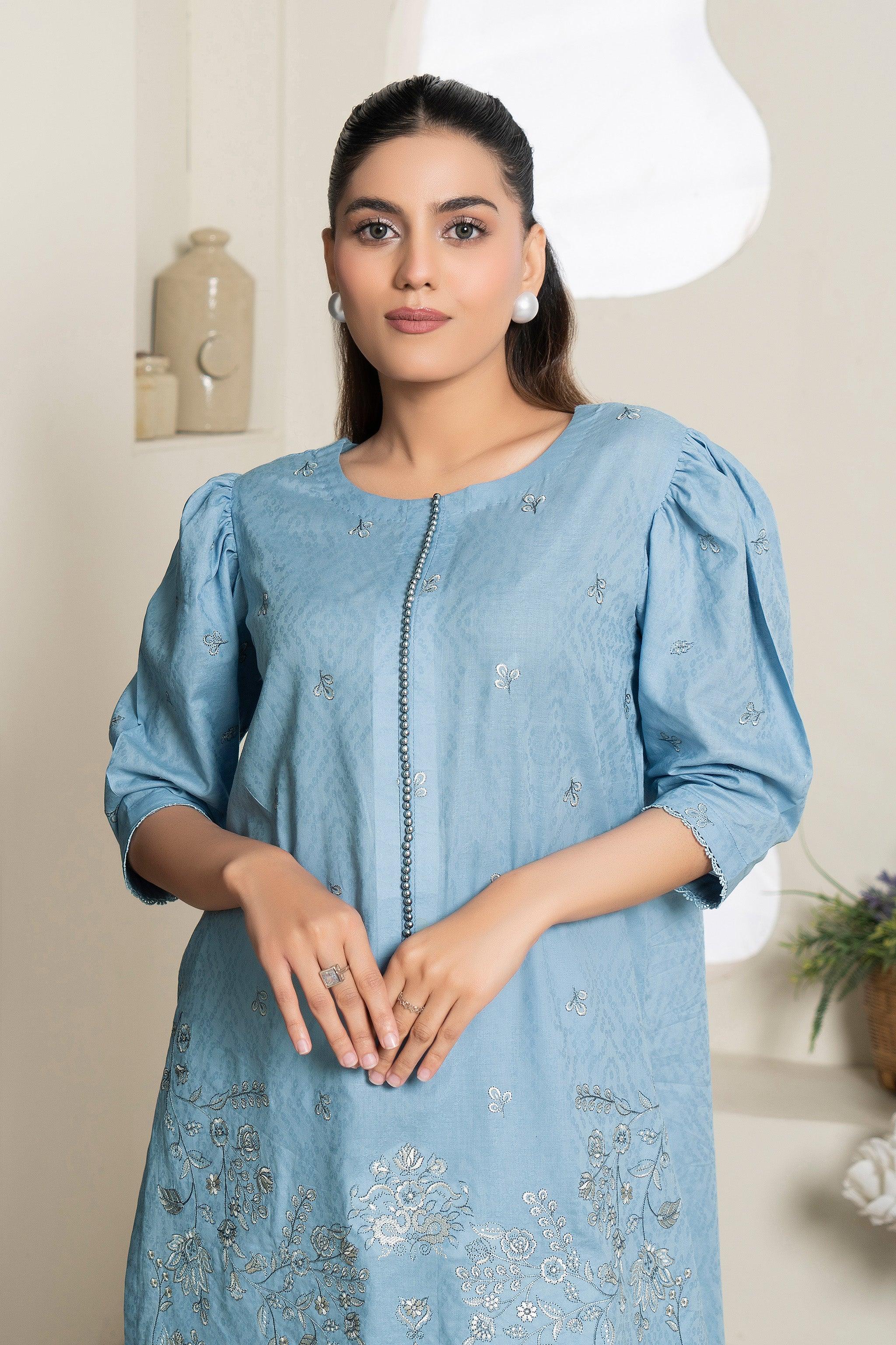 2 Piece Unstitched Ice Blue Embroidered Lawn - (Vol-36/03)2P-S-25-D1 - SAFANOOR