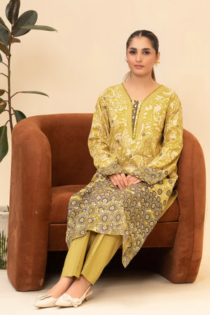2 Piece Unstitched Olive Printed Cotton - (Vol-42/05)D-2 - SAFANOOR