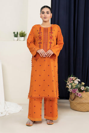 2 Piece Unstitched Orange Embroidered Lawn - (Vol-36/03)2P-S-25-D5 - SAFANOOR