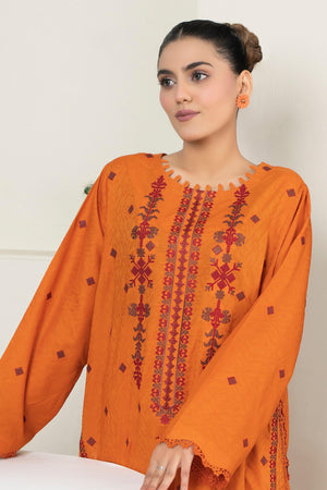 2 Piece Unstitched Orange Embroidered Lawn - (Vol-36/03)2P-S-25-D5 - SAFANOOR