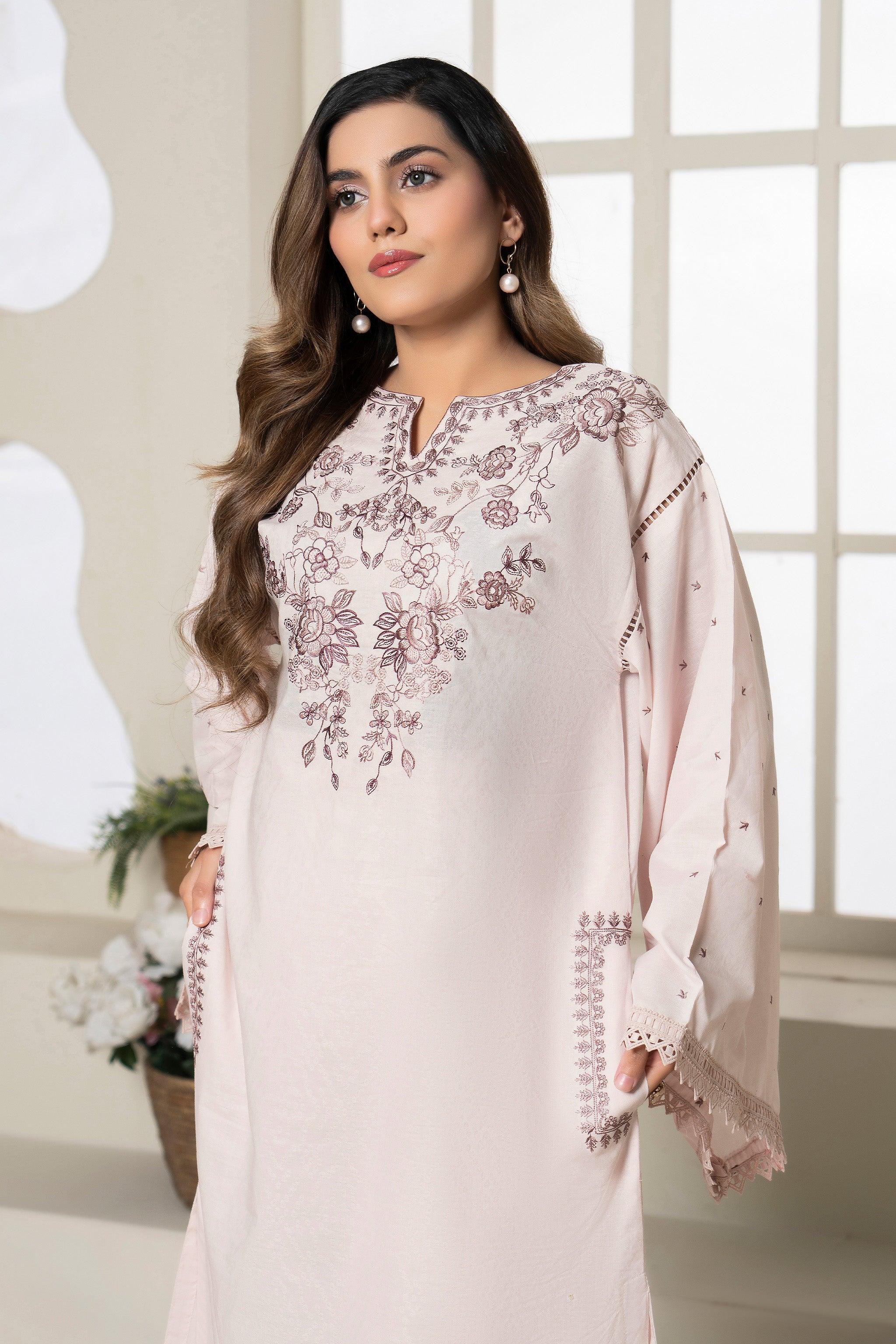 2 Piece Unstitched Pink Embroidered Lawn - (Vol-36/03)2P-S-25-D11 - SAFANOOR