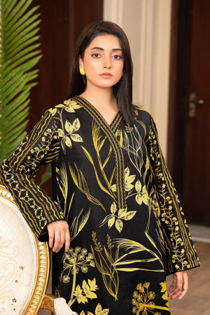 2 Piece Unstitched Printed Black Khaddar