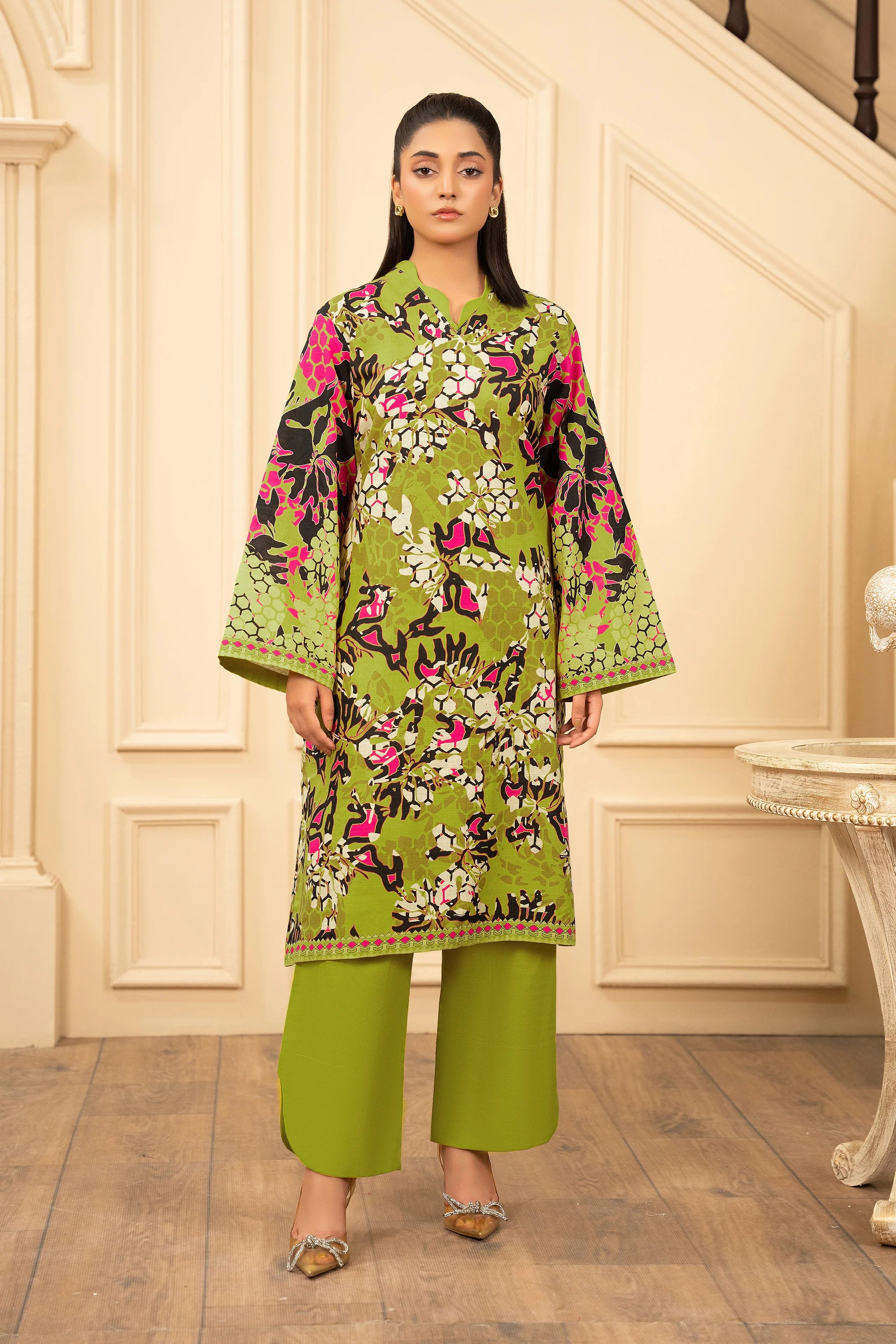 2 Piece Unstitched Printed Dark Mustard Khaddar