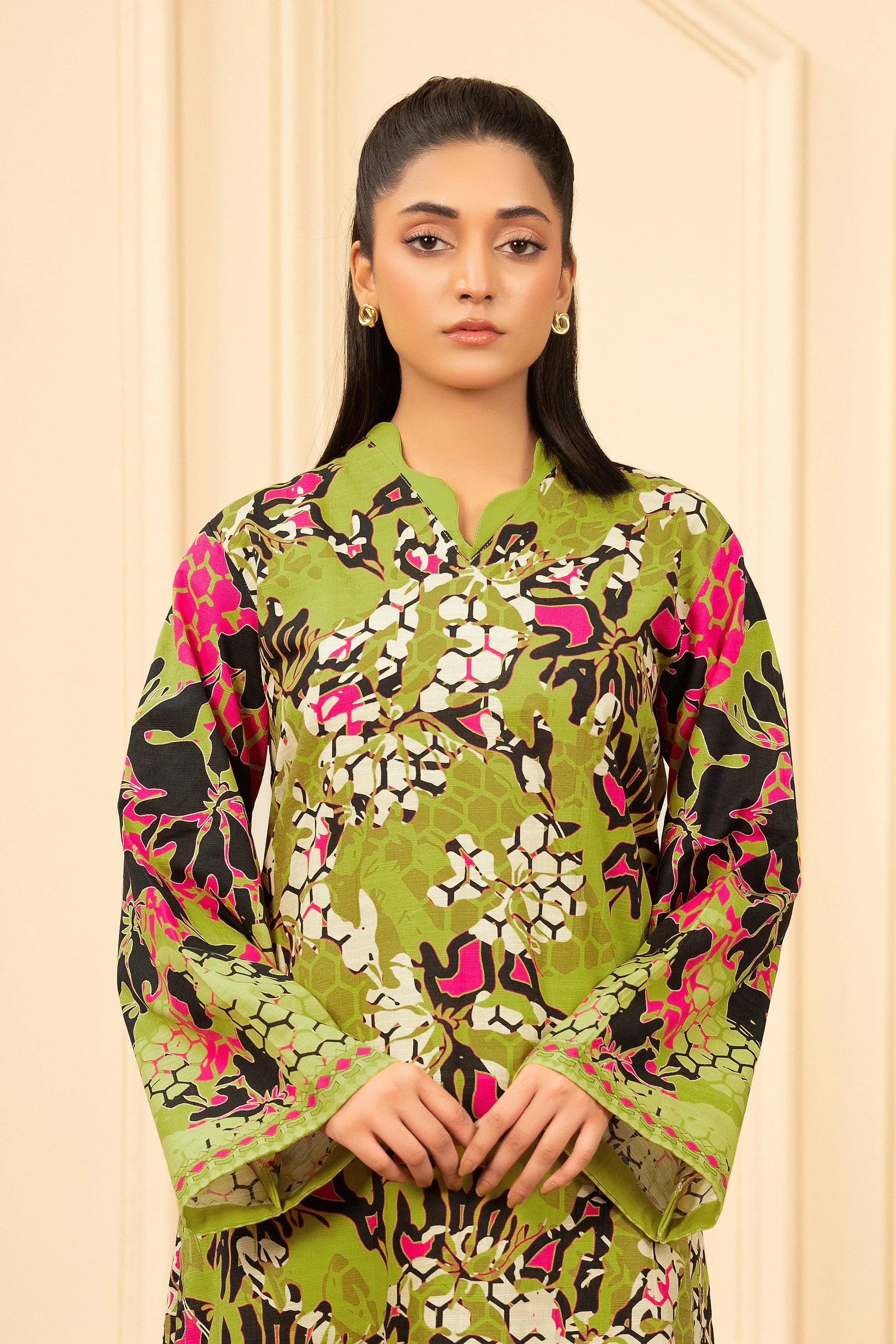 2 Piece Unstitched Printed Dark Mustard Khaddar