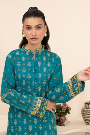 2 Piece Unstitched Printed Ocean Blue Khaddar