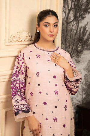 2 Piece Unstitched Printed Peach Khaddar