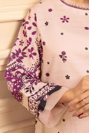 2 Piece Unstitched Printed Peach Khaddar