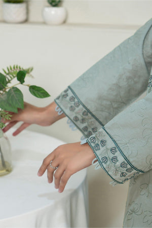 2 Piece Unstitched Teal Embroidered Lawn - (Vol-36/03)2P-S-25-D7 - SAFANOOR