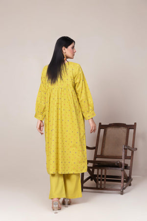 2 Piece Unstitched Yellow Jacquard Lawn - SafaNoor
