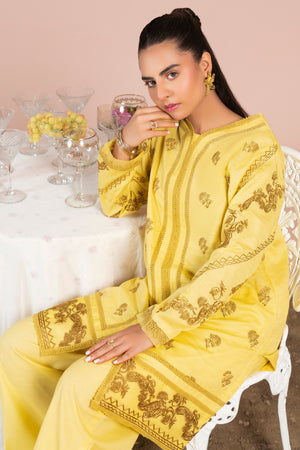 2 Piece Yellow Unstitched Embroidered Lawn - (Vol-40/04)2P-S-25-D-12 - SAFANOOR